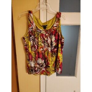 St. John 100% Silk Cami Blouse Tank in "Watercress Multi" Size L NWT